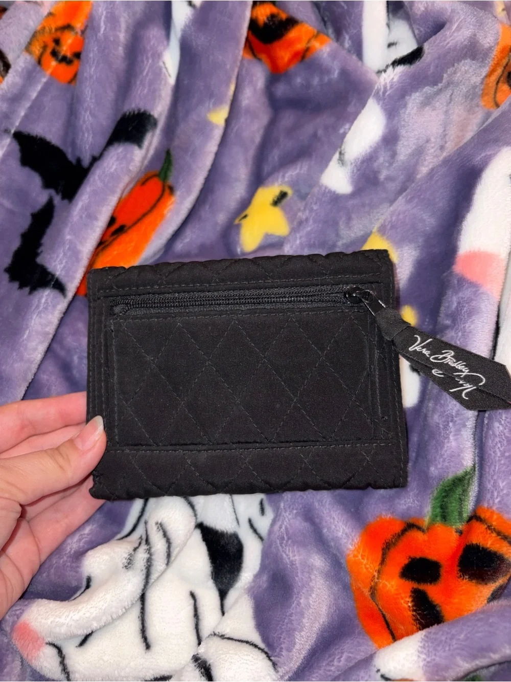 Vera Bradley Black Quilted Trifold Wallet with Metal Logo - Picture 4 of 4